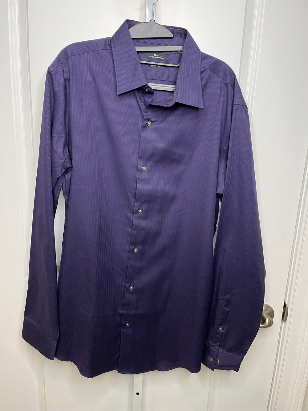 Marc Anthony Men's Purple Long-Sleeve Dress Shirt 17.5 36/37
